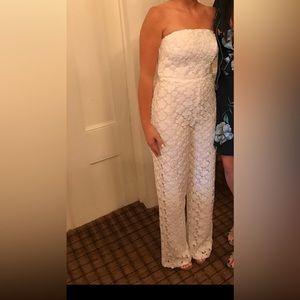Karina Grimaldi white crochet jumpsuit size small